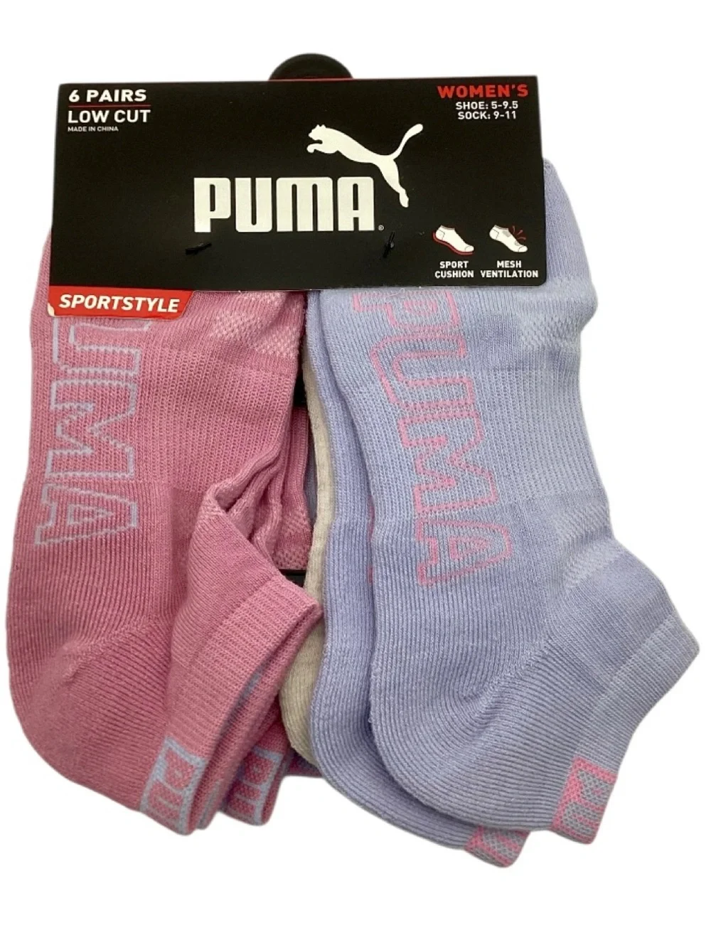 Puma 6 pk. Low Cut Sportstyle Training Socks (NWT) (Shoe Size: 5-9.5)